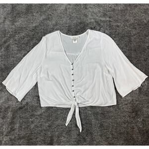 Urban Romantics 3/4 Sleeve V-Neck Tie Blouse Women's Large